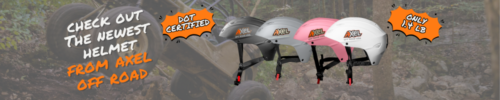 Open face DOT certified off road helmet from AXEL offroad in Black Gray Pink White. Only 1.4 lbs Pictured over off roading Jeep