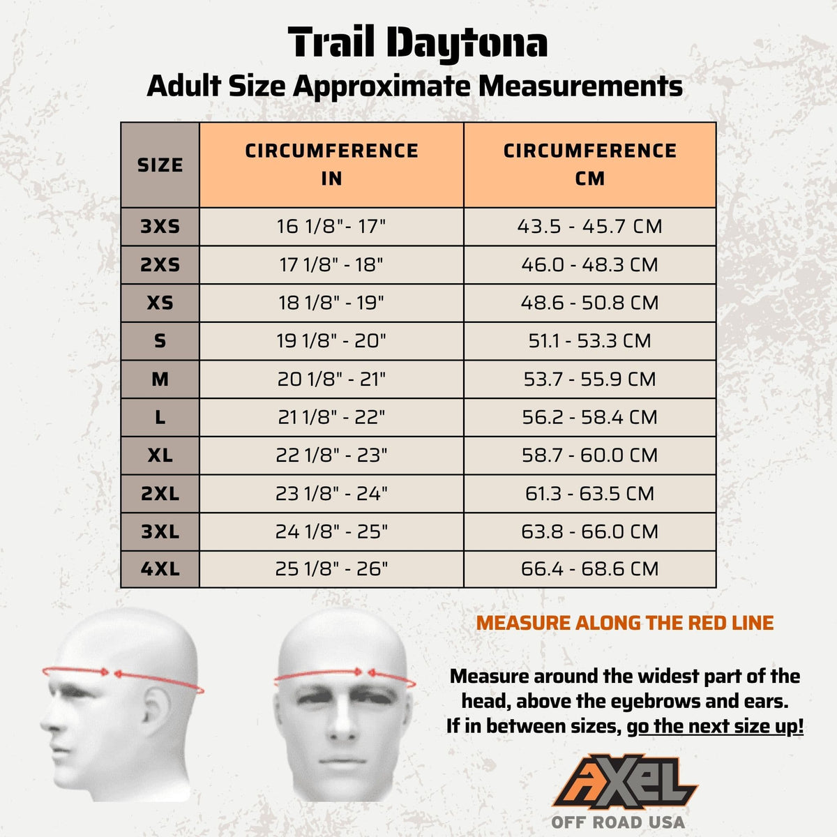 off road dot helmet size chart for adults with helmet measuring instructions