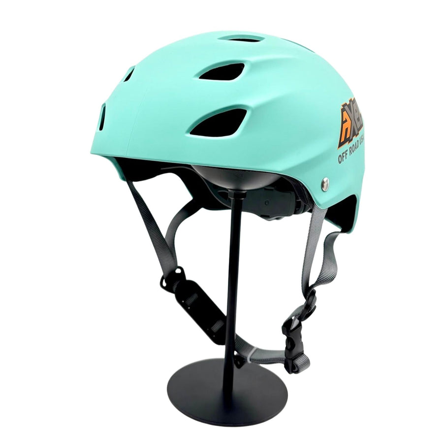 angled view of teal off road helmet for utv buggies atv jeep