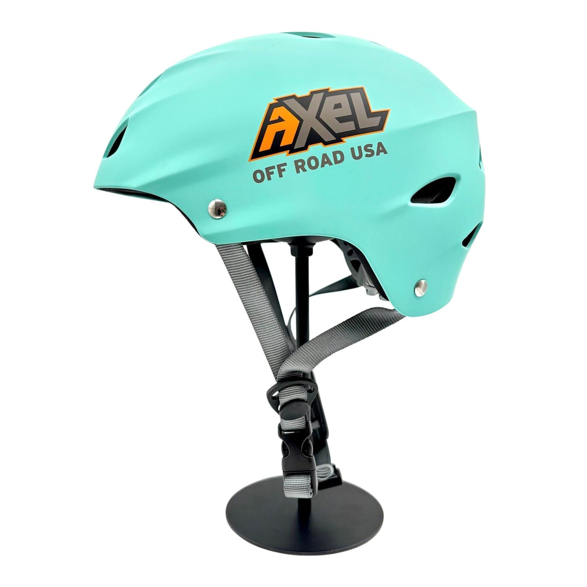 side view of limited edition teal axel off road helmet for utv buggies atv jeep