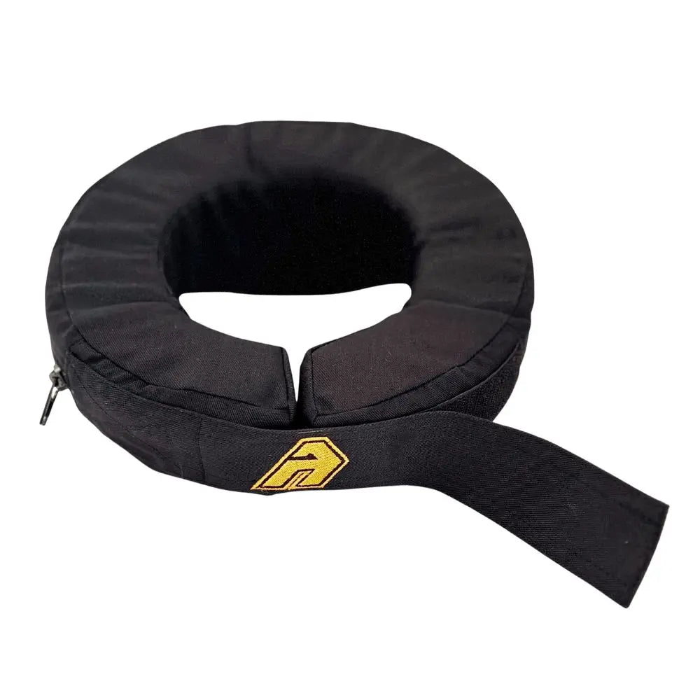 back view of black neck brace for off roading from AXEL Off Road